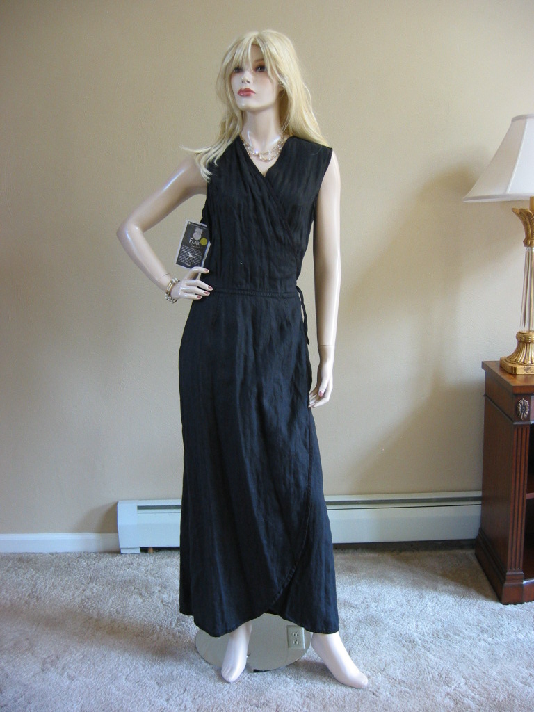   Reversible Rayon/Linen INGRIDS INSIGHT Upscale Wrap Dress L/XL  