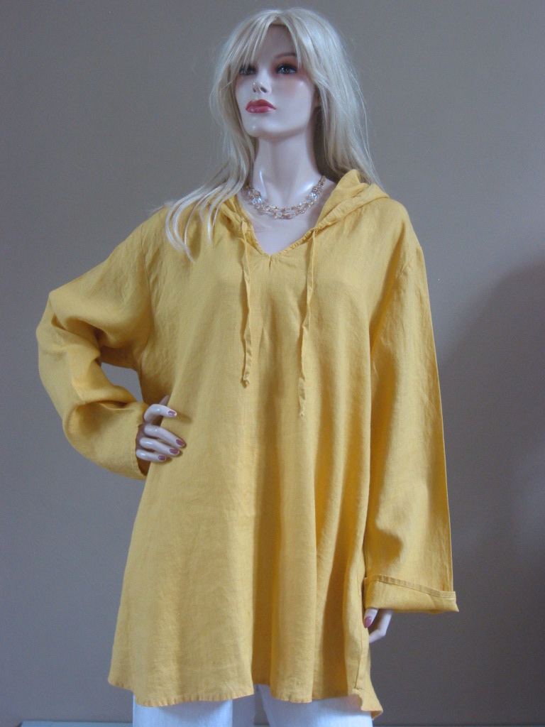 FLAX 10 Sunshine Linen HOODED TUNIC L,1G,2G U PIK Color  