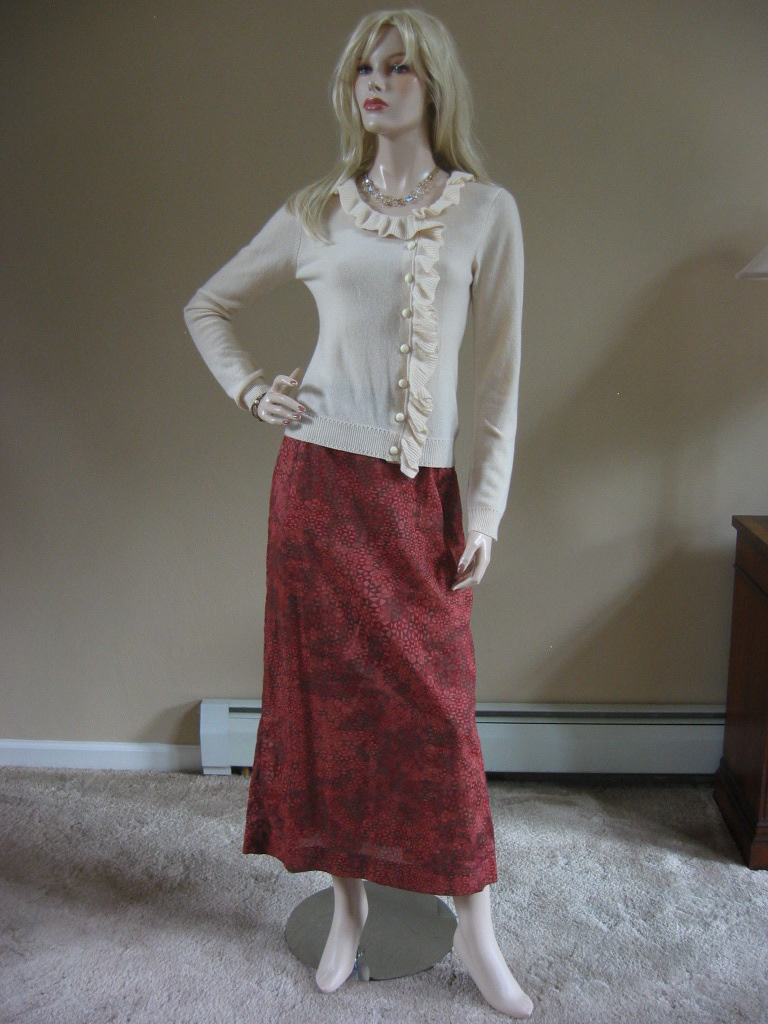 PERUVIAN CONNECTION 100% PIMA COTTON SKIRT W/ FISH TAIL HEM 8 