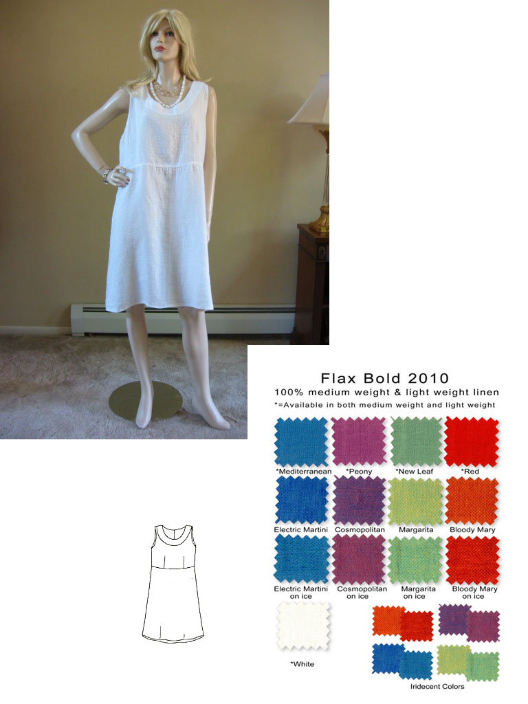 Flax 10 Bold Simplicity Knee Length Linen Dress 1g 1x U PIK Color New 