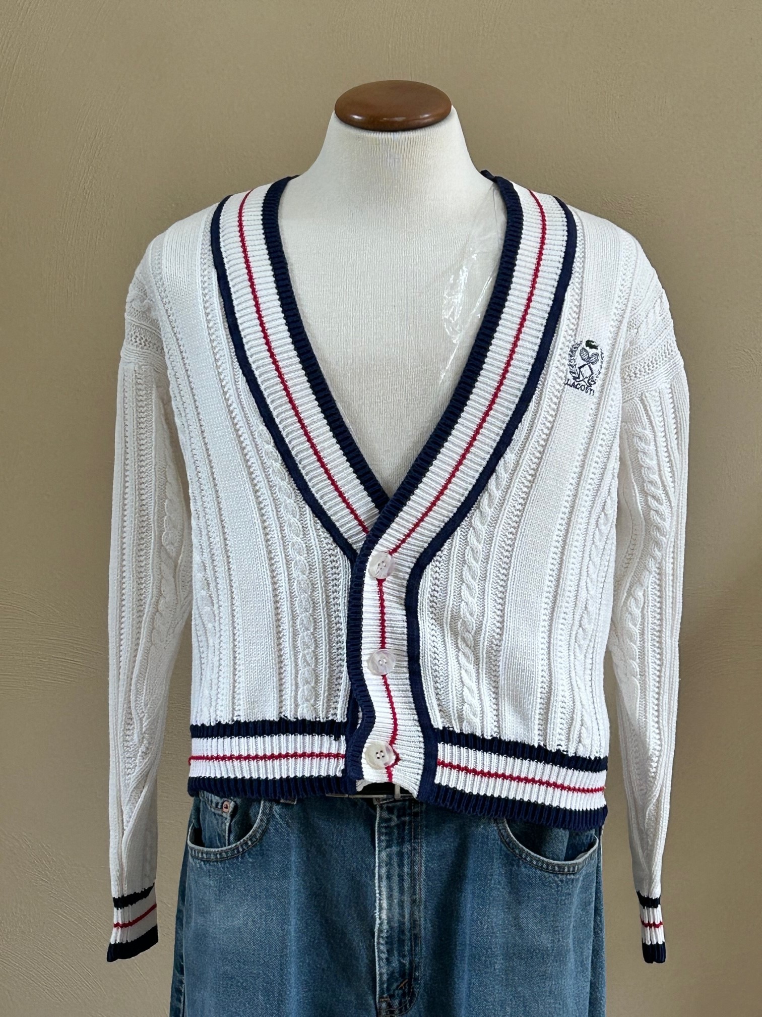 RARE PREPPY IZOD LACOSTE TENNIS CHUNKY CABLE KNIT TENNIS