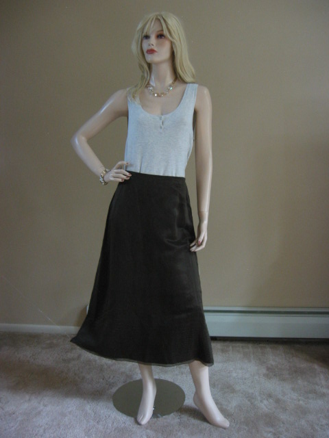 EILEEN FISHER Satin SILK LINEN A LINE SKIRT PM&PL NU  